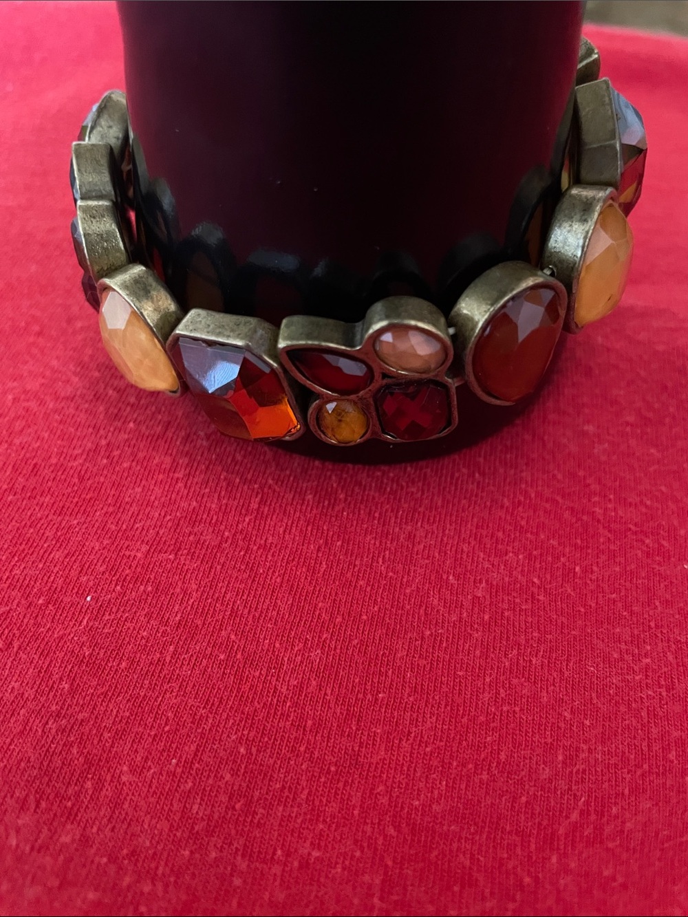 Fashion Jewelry Amber and Brown Multi-Stone Stretch Bracelet - Picture 3 of 6